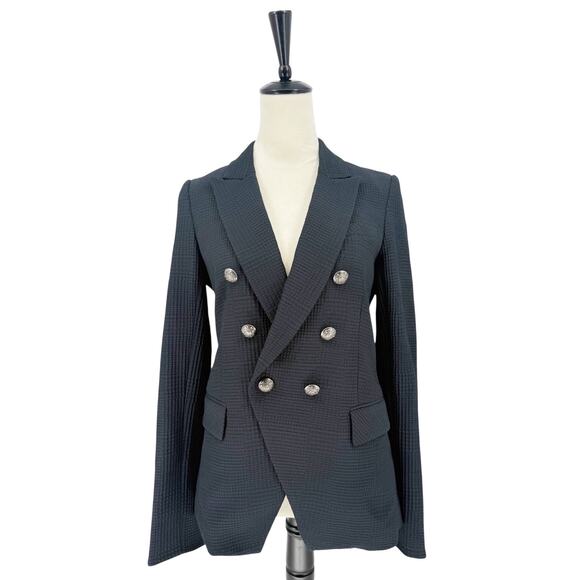 Veronica Beard Miller Dickey Jacket Navy Blue and Black Textured Blazer Size 6 - Picture 2 of 11
